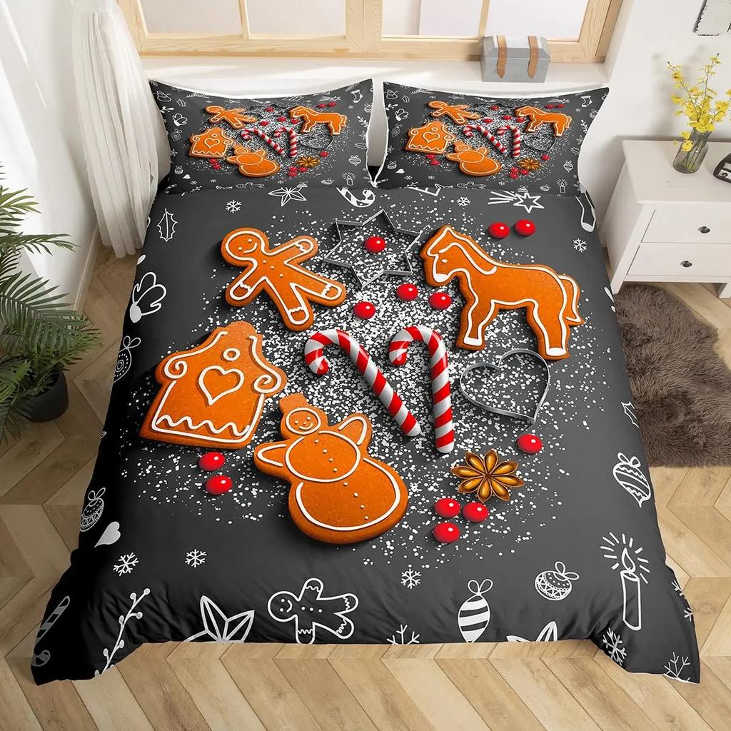 Weihnachten Schneemann König Königin Bettbezug Kinder Cartoon Bettdeckenbezug Weiß Winter Schneeflocke Bettwäsche Set Polyester Bettdeckenbezug