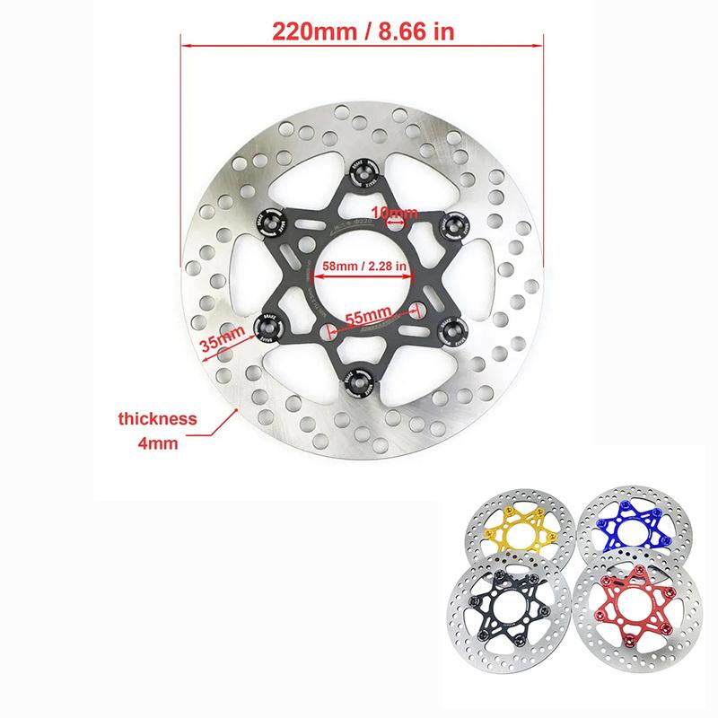 220mm Rotor Motorcycle Brake Disc Front Disc Brake Hole Pitch 55mm Universal 4 holes Aluminum alloy Floating disk