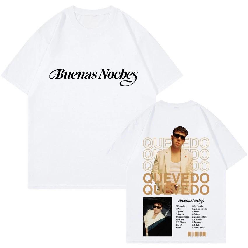 QUEVEDO Buenas Noches T Shrit Mens Clothing Casual T-shrits Oversized Short Sleeves Fashion Hip Hop High Quality Unisex T Shrits