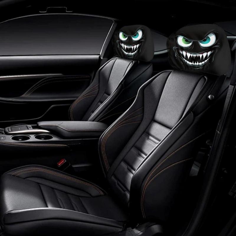 Upgrades Cartoon Evil Eyes Headrest Covers Strong Kids Friendly Designs Headrest Protector for Car Interior Protection