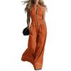 Huaqianguhh Women's Sleeveless Jumpsuit, Zip Up Stand Collar Wide Leg Pants Rompers, Casual Summer One Piece Outfits with Pockets