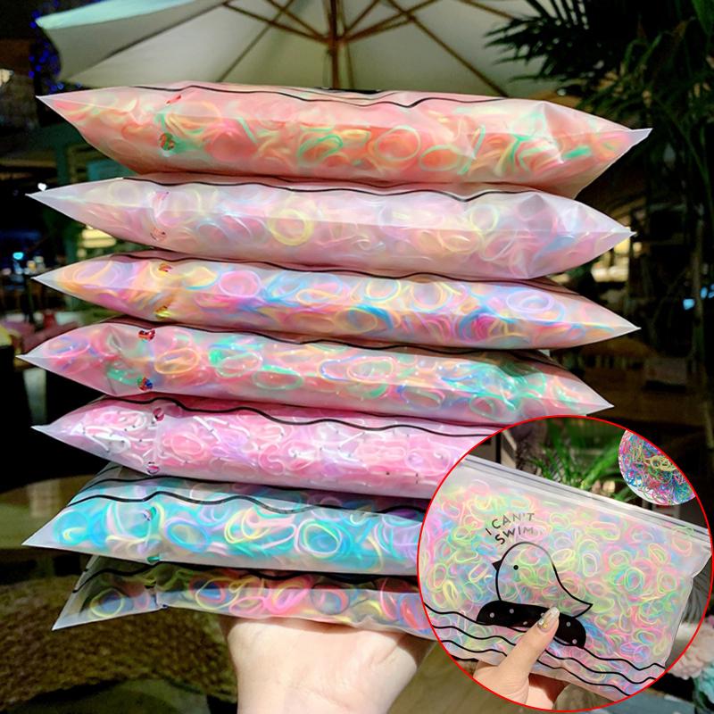 1000Pcs Children Hair Bands Girls Women Colorful Elastic Band Hair Rope Headband