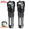 NEW 2000LM High Power Led Flashlight Built-in Battery USB Charging Zoom Dual Led Torch Emergency Lantern Fishing Camping Lantern