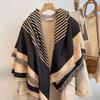 Double-Sided Imitation Cashmere Warm Striped Scarf Women'S Thickened Scarf Air Conditioner Shawl Outside