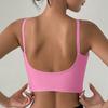Women's Summer Sports Tank Top with Integrated Chest Pad, Beautiful Back Design, Nude Feeling, Shockproof Fitness Vest