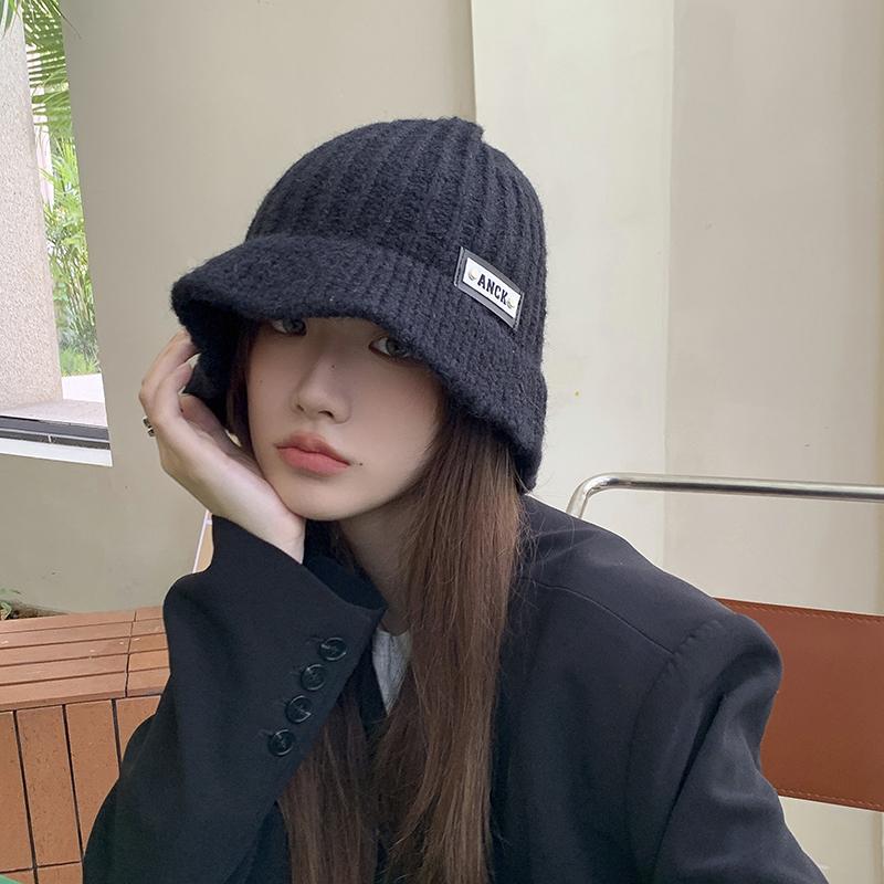 

No makeup retro knitted fisherman s hat children s autumn and winter new versatile warm wool hat fashion basin hat adult (56-58cm) чорний