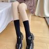 Spliced Black Nylon Stockings Women's Pantyhose JK Cute Japanese Style Instagram Trendy Autumn/Winter Fleece-Lined Socks