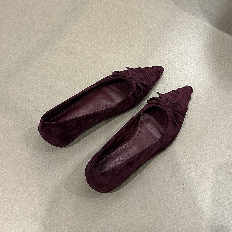 Fashion Fashion Flock Women Flats Slip On Shoes Butterfly-Knot Female Height Increasing Footwear Pointed Toe Ladies Flats Shoes lady