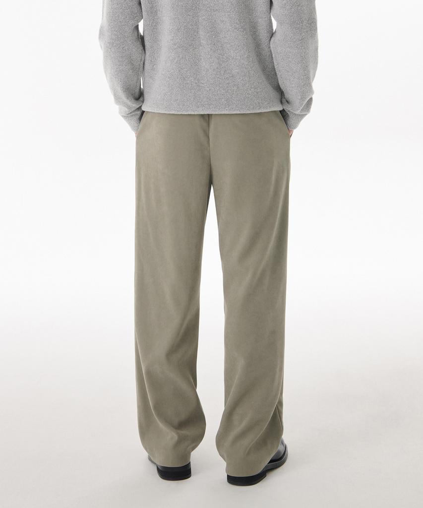Musinsa Standard Brushed One-Pleat Wide Elastic Pants [Khaki Beige]
