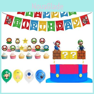 Super Mario Kids Birthday Party Decor Suit Features Colorful Balloons And Cheerful Banner For Celebration