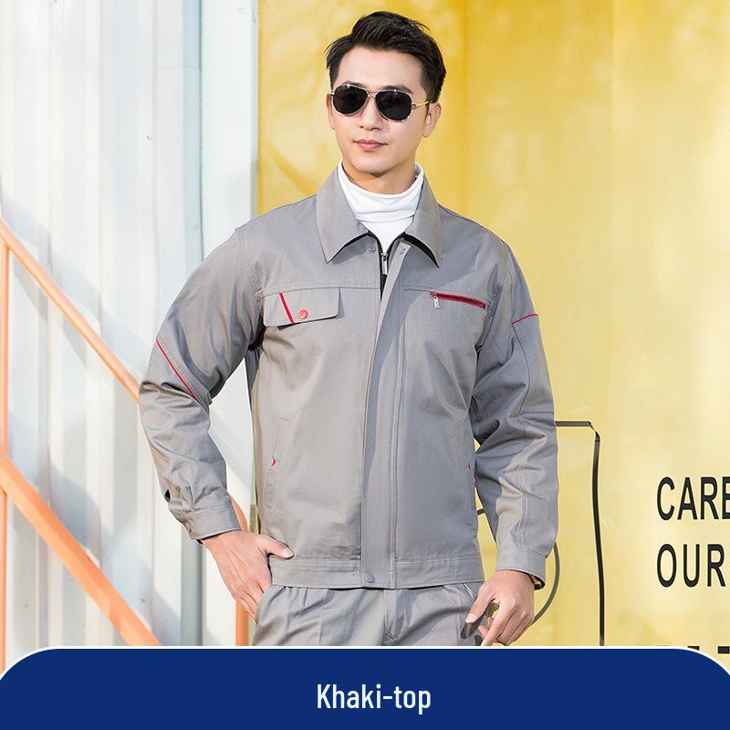 Men's Durable Cotton Workwear Set - Autumn/Winter Protective Welding & Auto Repair Uniform with Print Embroidery