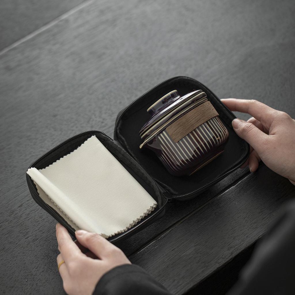 Five Great Kilns Portable Travel Tea Set: One Pot and Two Ceramic Cups Souvenir Gift