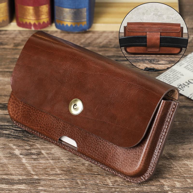 Black Angel Italian Leather Waist Pack for 6.9-inch Phones