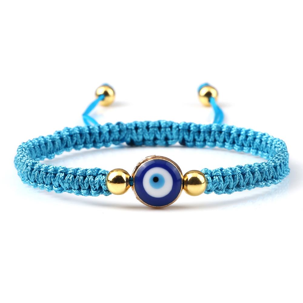Ethnic Pearl & Evil Eye Cartoon Friendship Bracelet - Handmade Woven String
