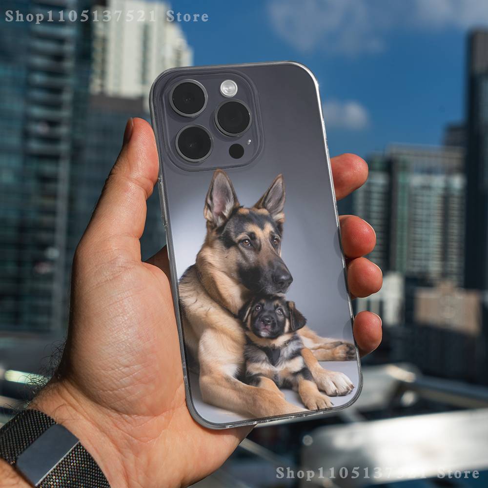Animal German Shepherd Dogs Phone Case iPhone17 16 15 14 13 12 11 Pro Max Plus Mini Clear Full Back Cover Silicone Soft Shell
