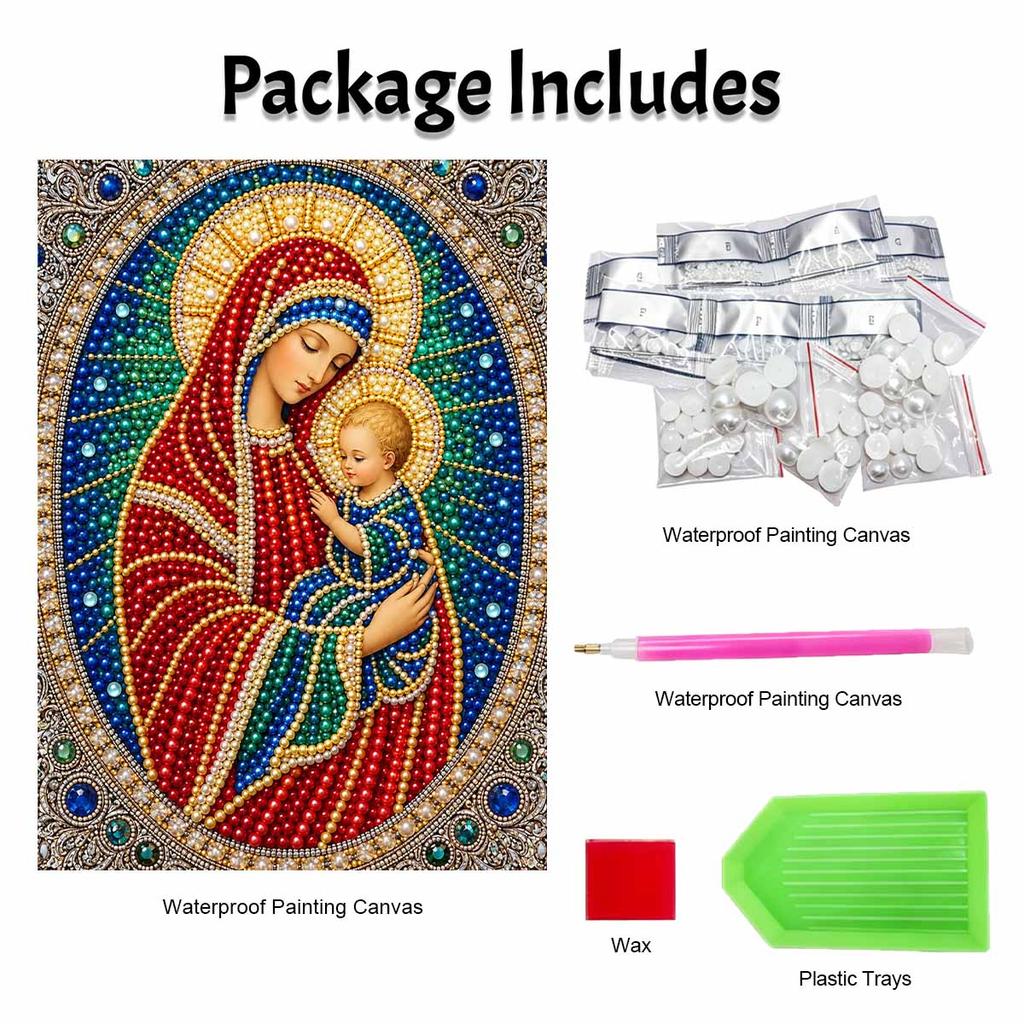 DIY 3D Pearl Diamond Painting Art Set Religious Mother Mary Home Decor Art Set Wall Art