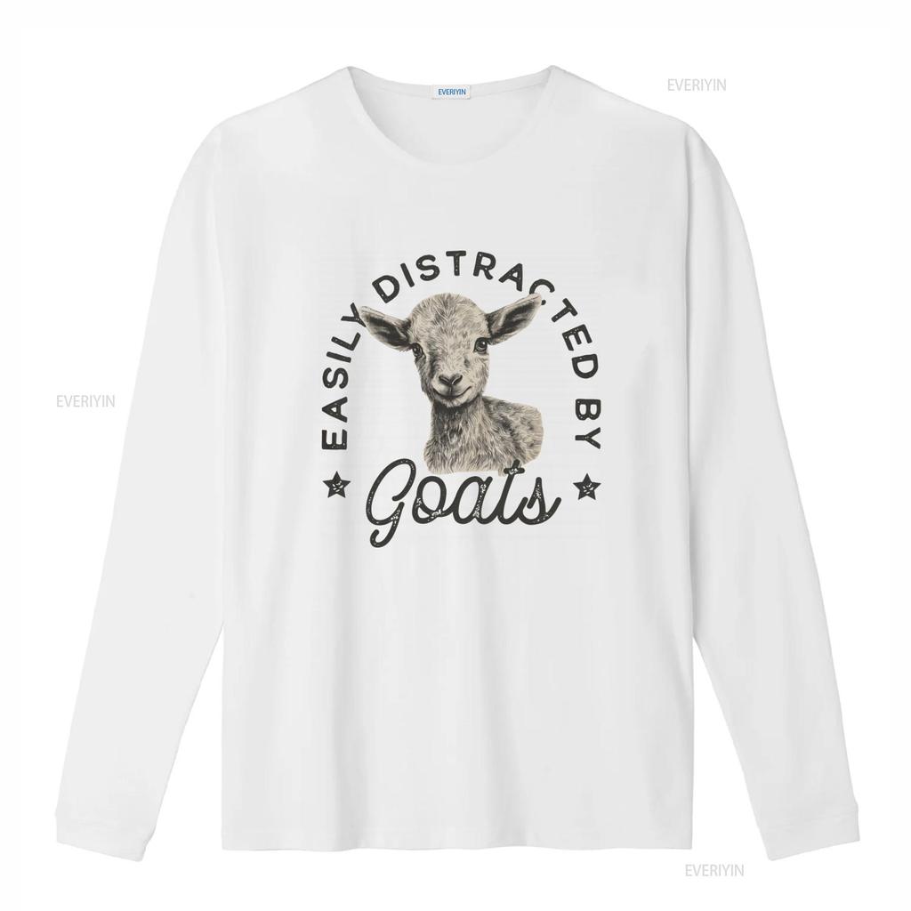 Easily Distracted By Goats T Shirt Cute Farm Animal Lover  vintage Washed Comfortable designer clothes Stylish homme Versatile