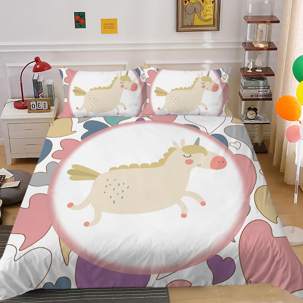 2023 Nový styl Unicorn Printing 3D ložní oblek 100% polyester Ložnice Dekor z mikrovlákna Pohodlný luxusní povlak na přikrývku