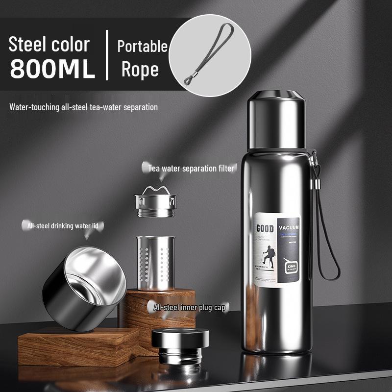 

Outdoor Men s Large 316 Stainless Steel Thermos Cup with Tea Separator - Portable for Car or Travel 1000ml