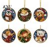 Acrylic Santa Hanging Ornaments 6 Pcs Christmas Pearl Art Ornaments, 2D Flat Holiday Tree Pendant, Decorations Effect Decoration for Home Wall
