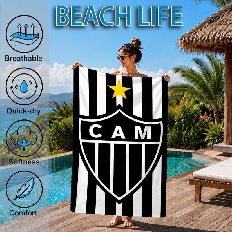 Black And White Stripes With Star Microfiber Beach Towel, Soft And Absorbent, Quick-Dry, Ideal for Summer Travel, Beach Essential, Swimming Pool