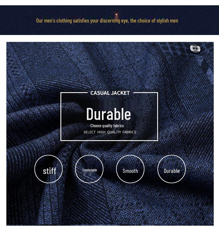 Men's Fleece-Lined Round-Neck Sweater for Autumn/Winter - Warm Knitted Base Layer for Dad or Grandpa