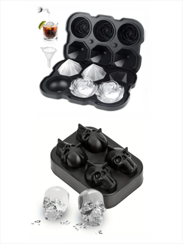 Diamond Rose Shaped Ice Cube Mold Food Grade Silicone Square Round Ice Cube Maker High Quality Ice Cube Tray for Making Drinks