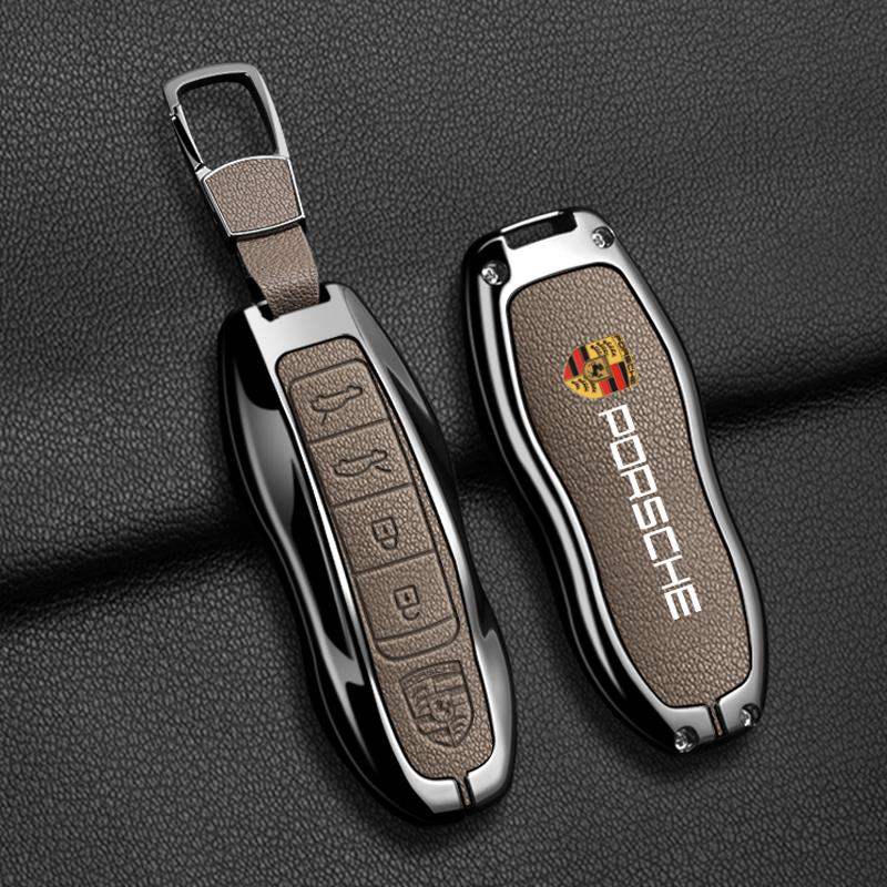 fscr7 Zinc alloy Leather Car Remote Key Case Cover Bag Protector For Porsche Panamera Spyder Carrera Macan Boxster 911 970 981 Cayman