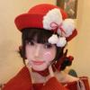 Japanese Style Red Bowler Hats Beret Girls Dome Hat Top Hat Woolen Bucket Cap Performances