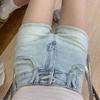 Women's High Waist Skinny Denim Shorts Slim Fit A Line Hot Pants Summer Vintage Washed Stretch Mini Jean Shorts For Petite Women