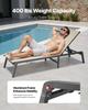 Outdoor Chaise Lounge Chair Set of 2, 181 kg Weight Capacity, Foldable Sun Tanning Chair, 5 Adjustable Positions, Easy Assembly, Aluminum Pool