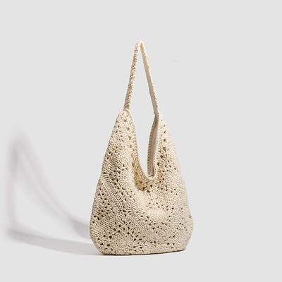 Sunflower Shoulder Bag Large Bag Women's Bag 2025 New Foreign Style Versatile Knitted Hollow Flower Lazy Handbag