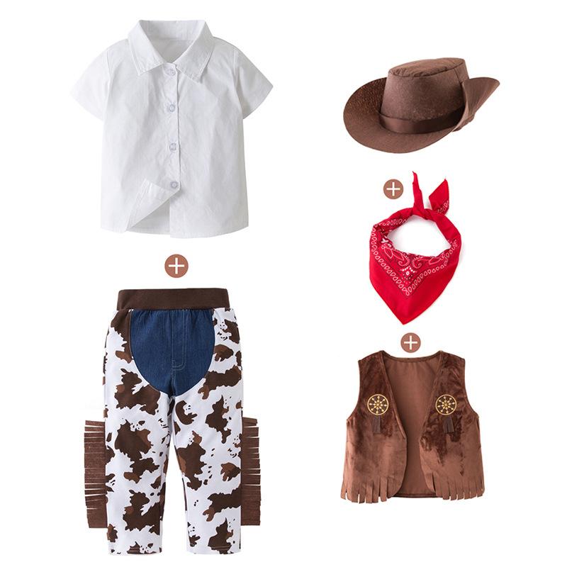 Costume da Cowboy Western per Ragazzi, Set Gilet e Pantaloni per Spettacolo Festivo