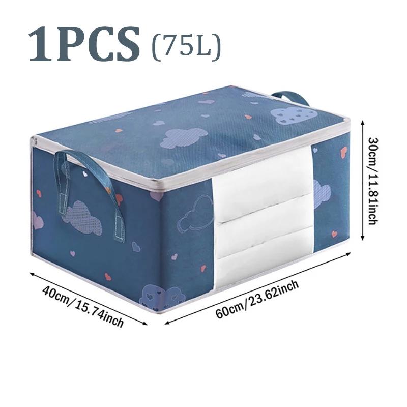 1/2/4Pcs Big Capacity Foldable Storage Bag with Zipper Handle Moisture Dust Proof for Quilt Clothes Duvet Blanket Bedding Luggag