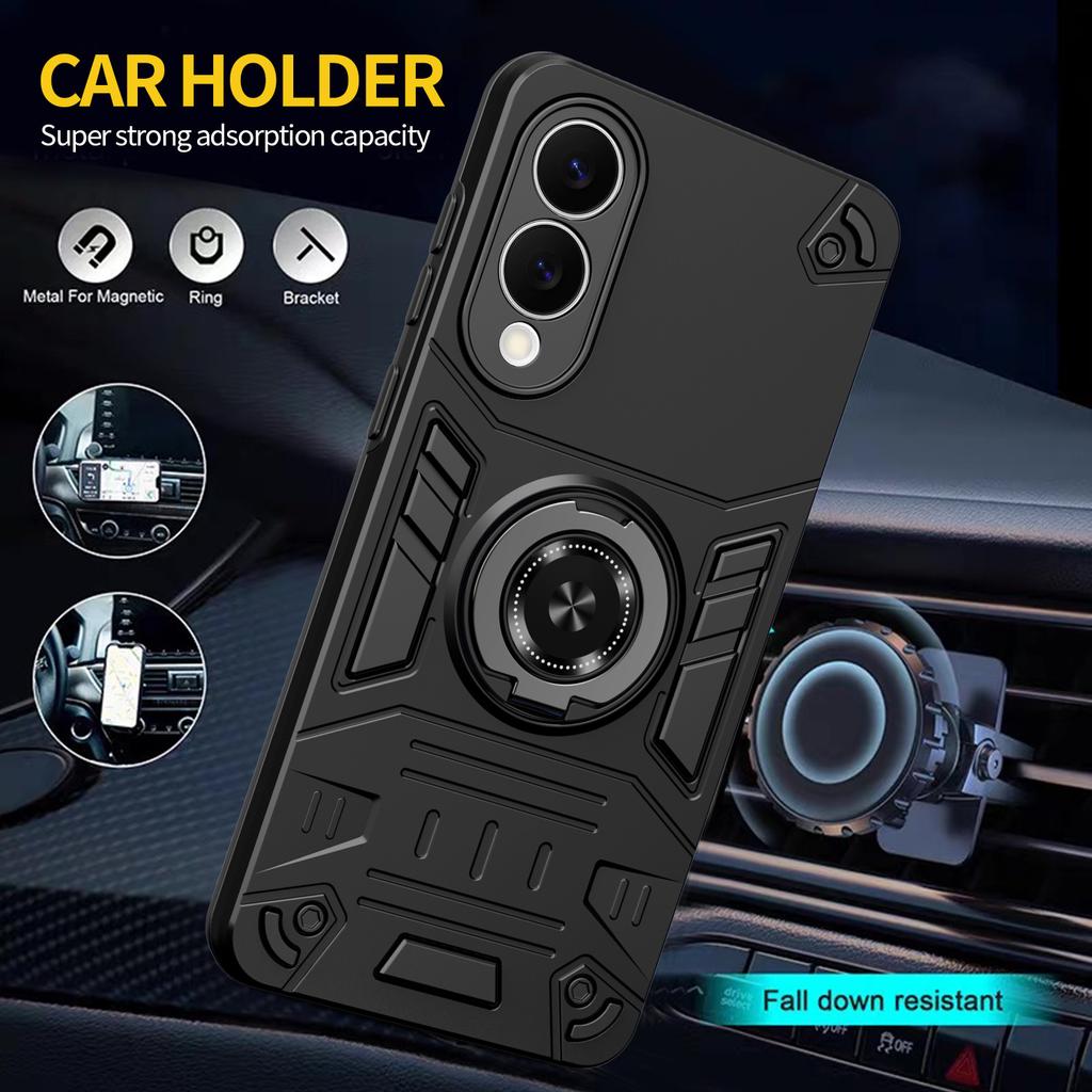 For Samsung Galaxy S25 Edge Case with Ring Holder Kickstand PC + TPU Anti-Fall Phone Cover