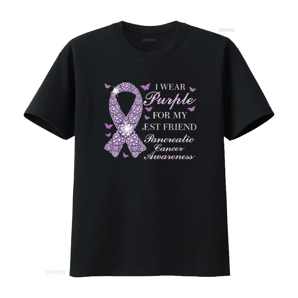 Womens I Wear Purple For My Best Friend Pancreatic Cancer Awareness T Shirt Black 2X Large vintage Washed streetwear Breathable