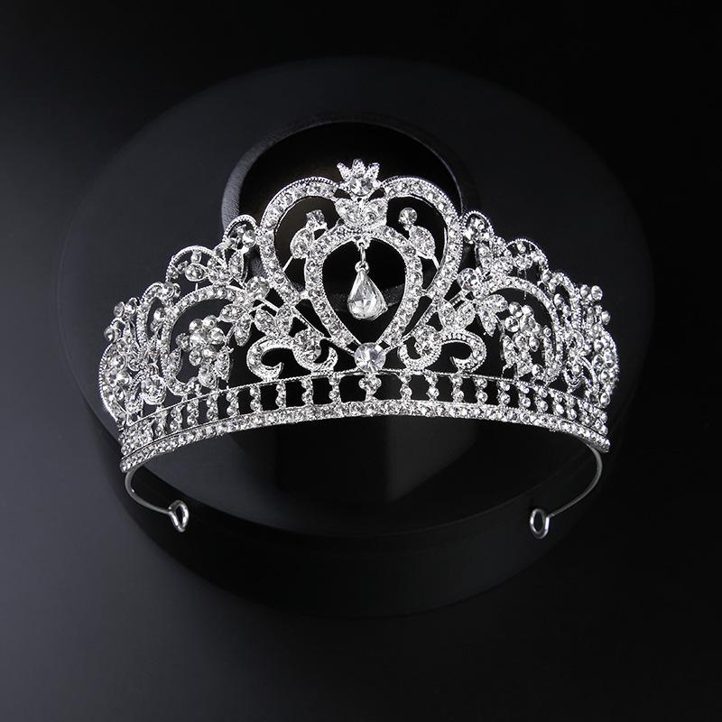 Bride Silver Crystal Girls and Children's Crown Wedding Hair Accessories Wedding Dress Accessories European Birthday Tiara Crown