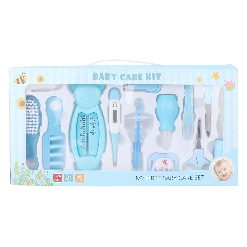 13pcs Baby Health Care Grooming Kit Nail Clipper Thermometer Toothbrush Nasal Aspirator Set