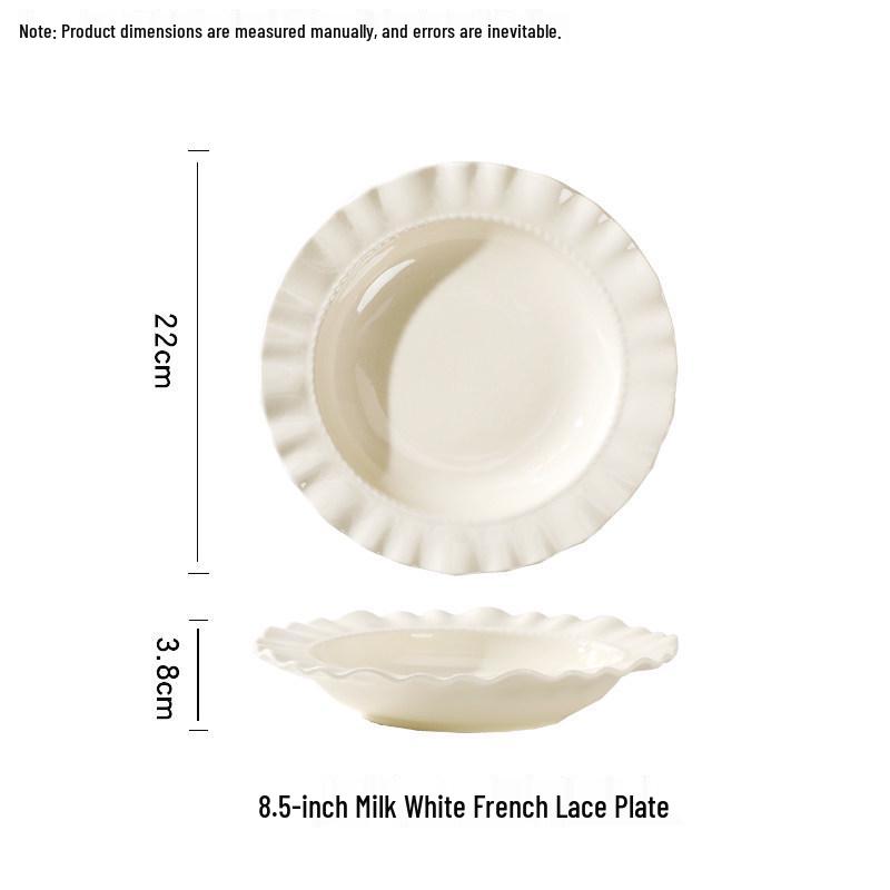 Set of 2 Creative 8-inch French Lace Plates - Classic Cream Soup Dish, 2025 Design