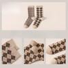 Autumn and Winter Retro Socks, Women's Ethnic Style Socks, Thousand Bird Checks, Diamond Checks, Pile Socks, Mid-calf Socks Trend