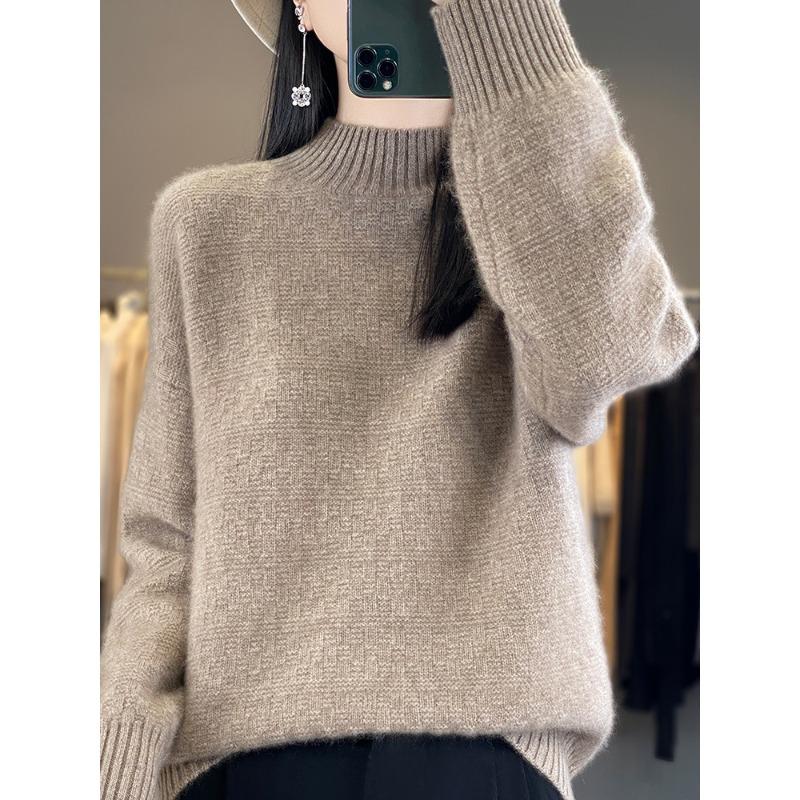 Verdickte Puffärmel Rollkragen Cardigan für Damen Im Herbst und Winter Neuer modischer und vielseitiger Kaschmir-Strick-Basic-Pullover