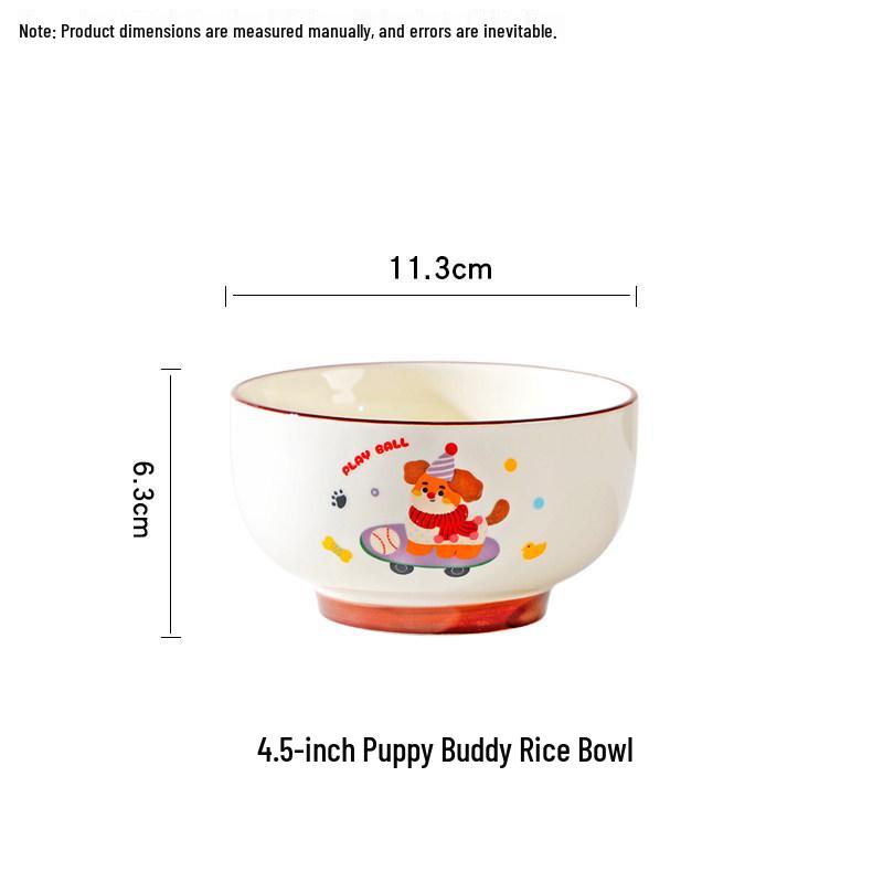 2025 Creative Cute Cartoon Puppy Rice Bowl - High Temp Resistant, Small Soup/Fruit Bowl 4 pieces
