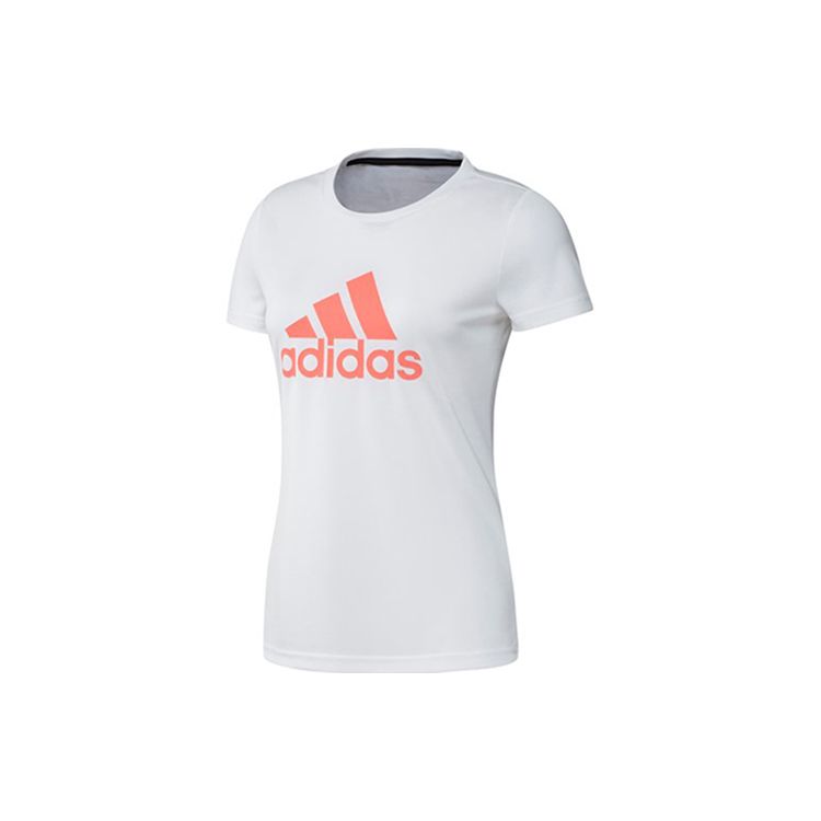 Adidas Logo Print Sports Crew Neck Short Sleeve T-Shirt Women tops White FT9737 S