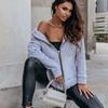 Ladies Spring Autumn Casual Long Sleeve Hooded Zipper Solid Color Cardigan Hoodies Sweatshirt Top