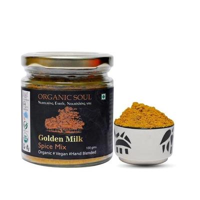 Organic Golden Milk Spice Mix 100_Gm | 100% Organic Immunity Booster | Sugar-Free | NPOP Certified