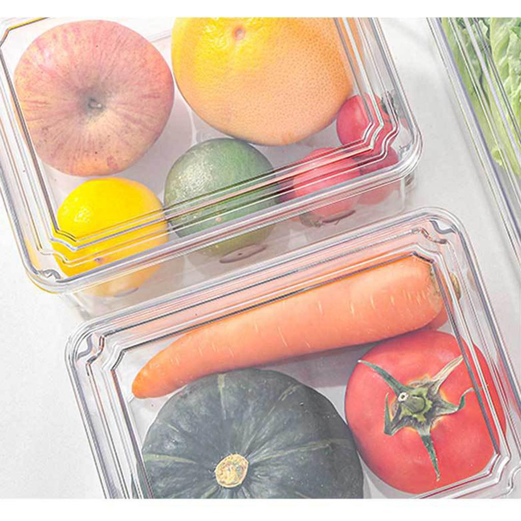 Trainsparent Food Storage Box Rectangular Snack Organizer Fresh Keeping Fridge Container Bin