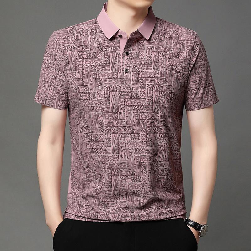 Men's Soild Ice Silk T-Shirts Short Sleeve Comfortable Casual Tops Slim Fit Business Tees Man Clothing