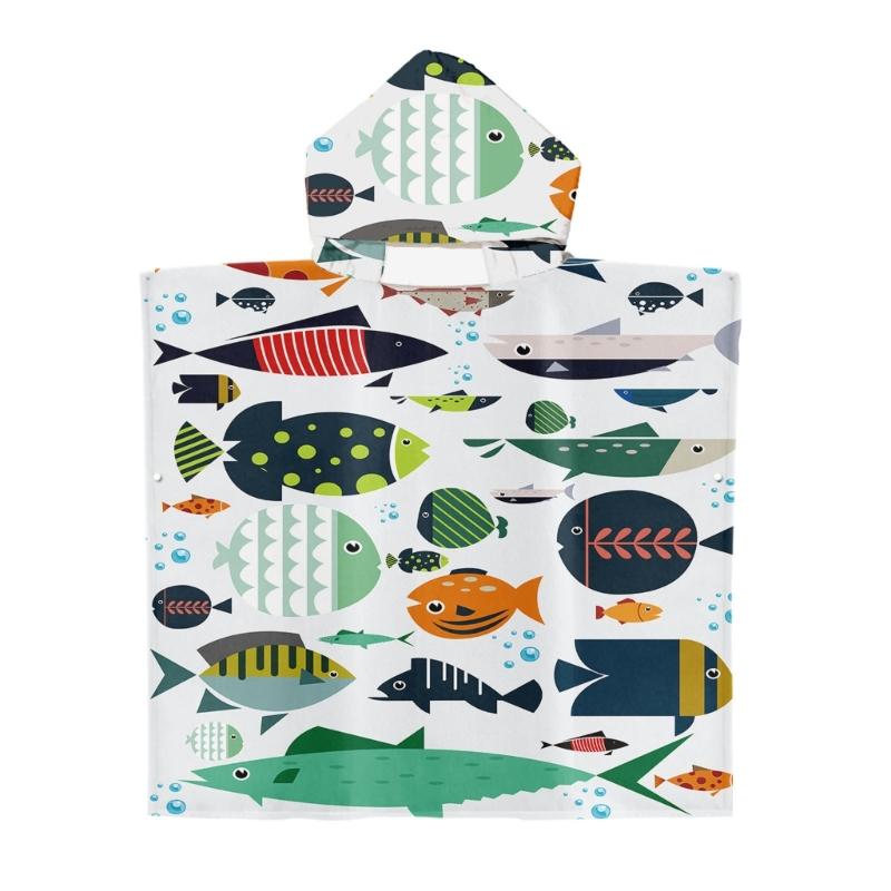 

Foldable Children Beach Towel Hooded Wrap Cloth Comfortable Kids Cape Beach Bath Robe Comfortable Cloak Bath Towel