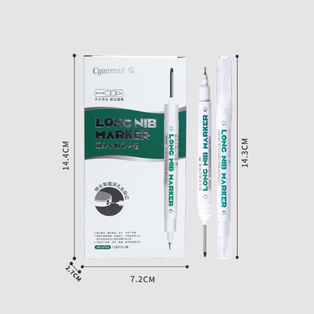 1/12PCS 4 Colors Construction Marker Pen Long Head 25mm Deep Hole Carpenter Perforating Pen Double Nib Long Head Marker Pen