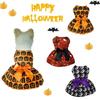 Pumpkin Print Dog Dresses Cats Halloween Dress Up Skirt Bowknot Dress Theme Party Clothes Small Cats Dog 2Leg Photo Outfit